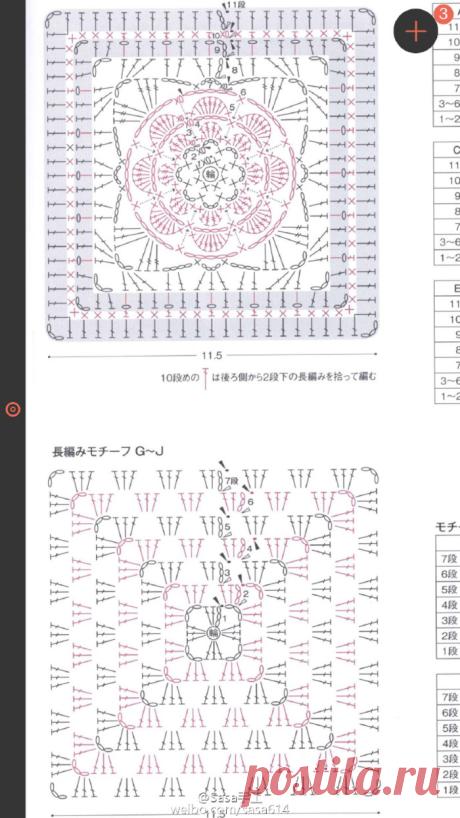 #拼花毯 毯子 抱枕 披肩 图解 钩针 立体花#…－堆糖，美好生活研究所