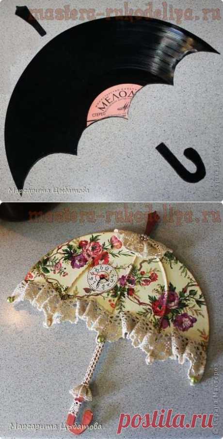Мастер-класс по декупажу на пластике: Винтажный зонтик с часиками