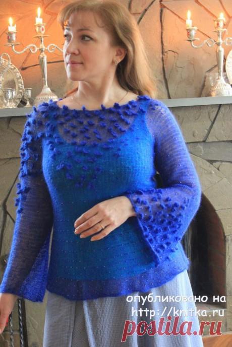 Кофточка из кид-мохера Лесные пролески. Работа Наталии Левиной, Вязание для женщин