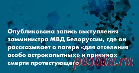 Проект BYPOL опубликовал запись, где якобы замминистра МВД Белоруссии рассказывает о лагере для протестующих