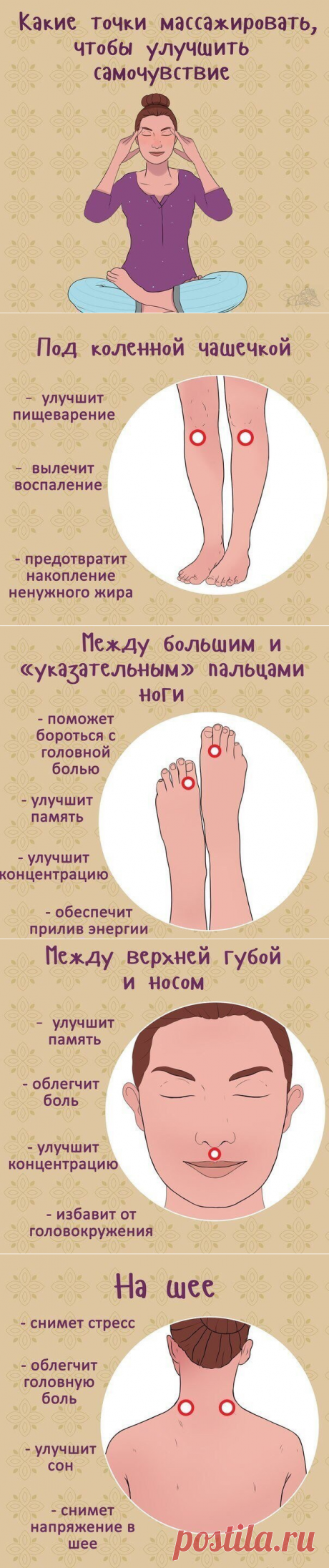 Какие точки лучше всего массировать, чтобы улучшить самочувствие.