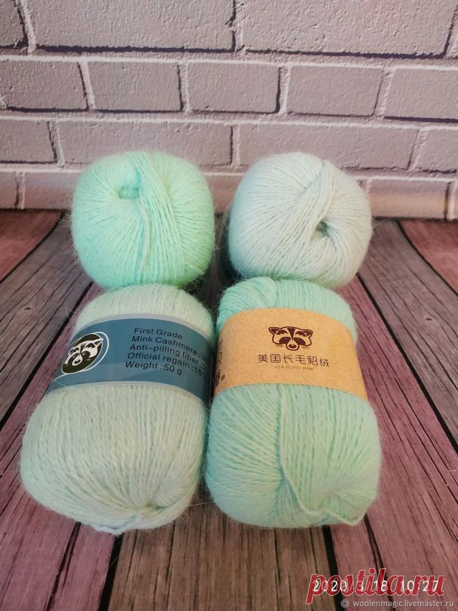 Пух норки. Мятные расцветки – купить на Ярмарке Мастеров – KF4HYRU | Пряжа, Москва Пух норки. Мятные расцветки. в интернет-магазине на Ярмарке Мастеров. Пух Норки. Длинно ворсовая.
Метраж: 350 метров в 50 гр.
Моточки по 50 грамм + 20 грамм доп. нить.
В наличии синяя этикетка: Состав: 98% пух норки 2% ПЭ
841 - 4 шт. 
841/2 - 6 шт. более бледный.
Цвет 35- 14 шт. (мята) Молочная этикетка.