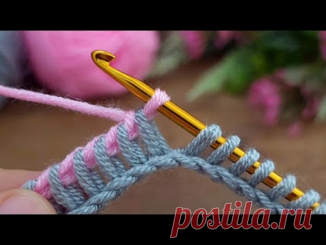 100'1!!👌 Two-color tunisian * Super Easy Tunisian Crochet hair band For Beginners online Tutorial *