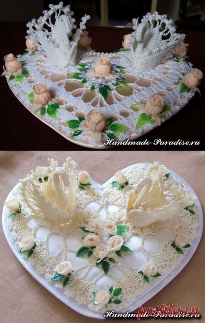 Свадебная подушечка для колец крючком - Handmade-Paradise