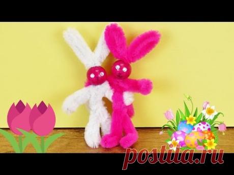 OSTERHASEN basteln aus Pfeifenputzern | DIY Osterbasteln mit Kindern | Süße flaschige Häschen
