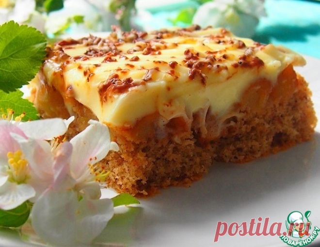 Яблочный пирог с нежным кремом – кулинарный рецепт
