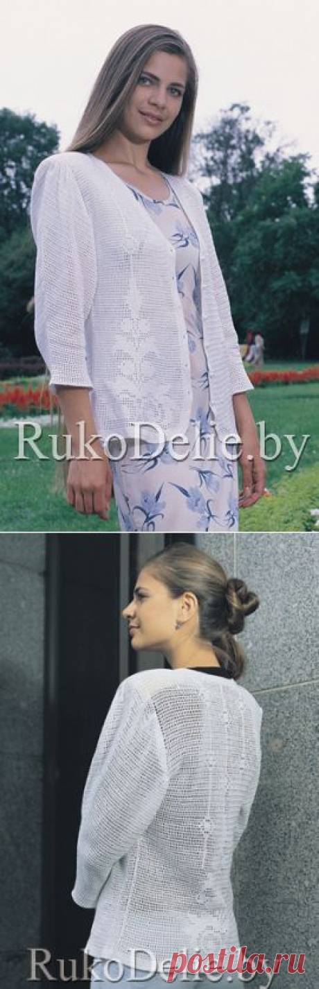 Вязаный крючком летний жакет