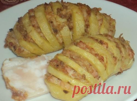 Картофельная &quot;гармошка&quot; с куриным фаршем