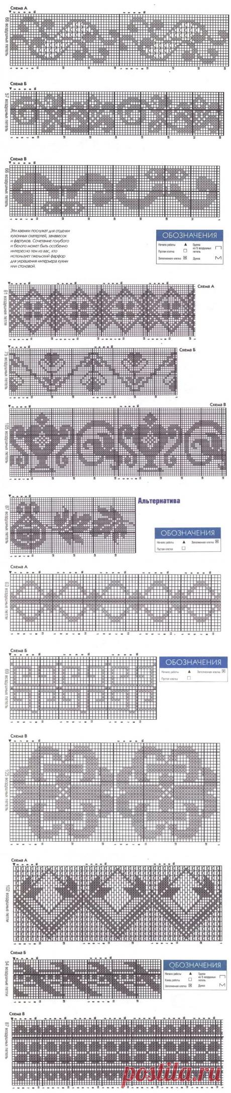 Примеры узоров для филейного вязания