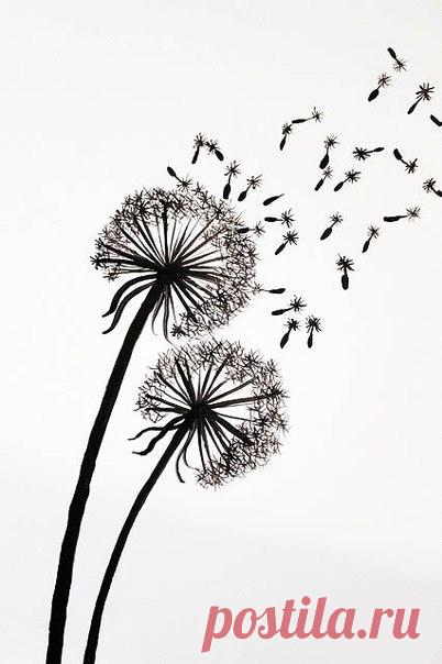 Рисуем одуванчик на стене