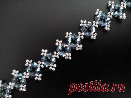Браслет из бисера и биконусов. Мастер-класс. Tutorial: beaded bracelet