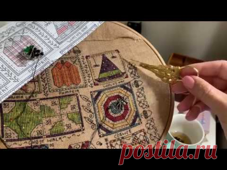 210. Вышивка Крестом. ГОТОВАЯ Работа Хэллоуин Квилт Сэмплер+коллекция вышитых квакеров