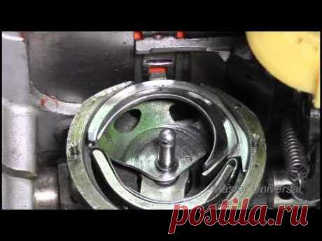 Подольск 142. Регулировка игловодителя, челнока. Петлеобразование. Видео № 141.