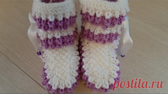 Носки-ботинки для девочек от 4 до 6 дет | вязание спицами