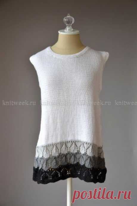 Топ "Графит" с ажурной каймой по низу. Спицами. / knitweek.ru