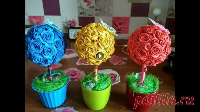 Топиарии своими руками ЧАСТЬ 2 В этом видео я рассказываю как клеить розы---шикарный вариант для топиария!!! Показываю как собрать изделие. До встречи в следующих видео!!!...