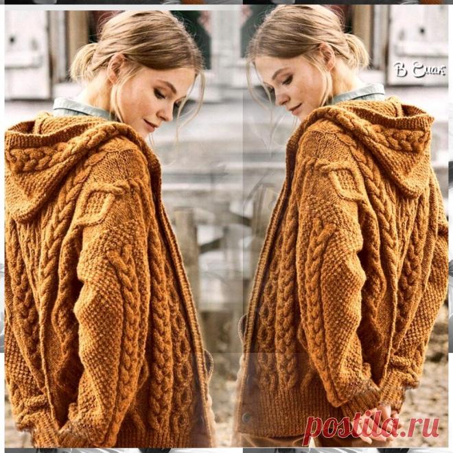 Осенний выход. Куртка спицами на пуговицах с капюшоном. | Вязаный Смак | Дзен