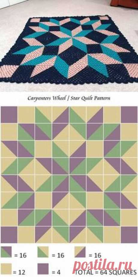 Carpenter's Wheel quilt-style blanket using granny squares (no specific pattern). So many quilt patterns can be done in crochet :-) . . . . ღTrish W ~ https://www.pinterest.com/trishw/ . . . . #crochet #afghan #throw