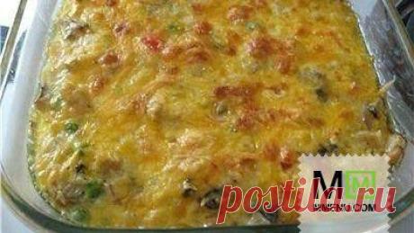 Рисовая запеканка с куриной грудкой, грибами и овощами - кулинарный рецепт. Миллион Меню