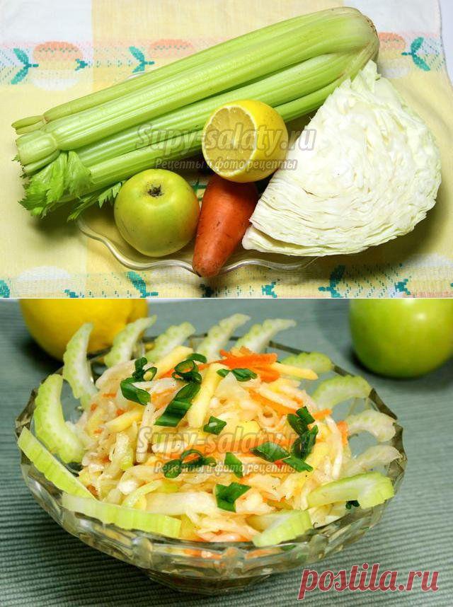 Витаминный салат с сельдереем и свежими овощами. Рецепт с пошаговым фото