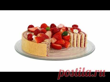Tarta Fraisier con crema Mousseline y mermelada de fresas