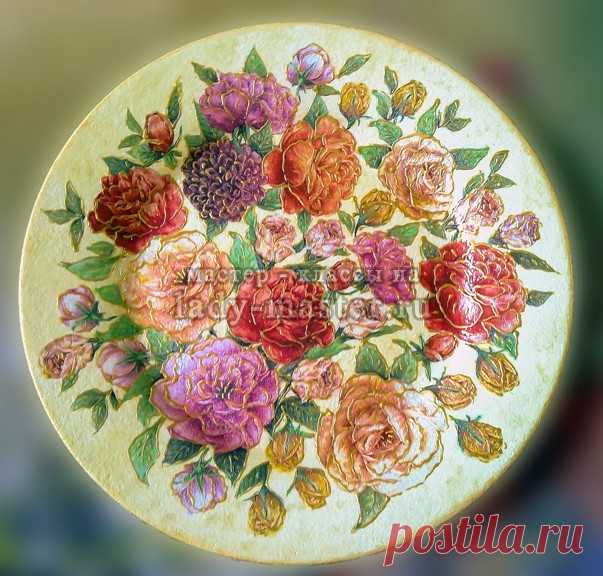 Декупаж тарелки в стиле "шебби-шик"