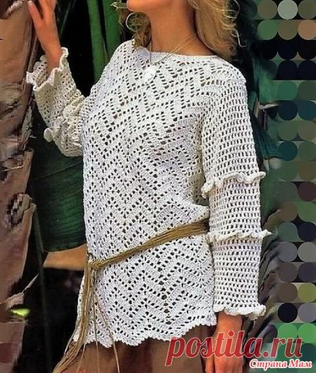 Нежный джемпер с рюшами на рукавах - Все в ажуре... (вязание крючком) - Страна Мам