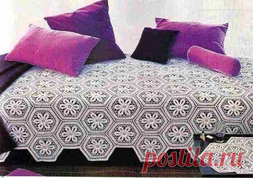 Ажурное покрывало из шестиугольников
