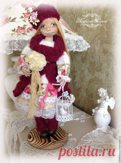 Купить Коллекционная, текстильная кукла Ксюшенька. - бордовый, коллекционная кукла, авторская кукла, интерьерная кукла