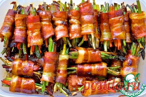 Рулеты из бекона с овощами и мёдом - кулинарный рецепт