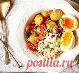 Теплый салат с сыром и яйцом приготовления