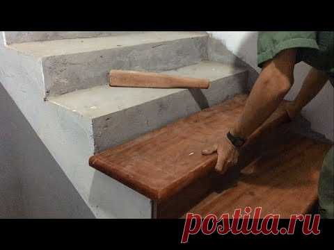 Amazing Technique Hardwood Processing For Stairs - Build and Installation New Stairs Treads