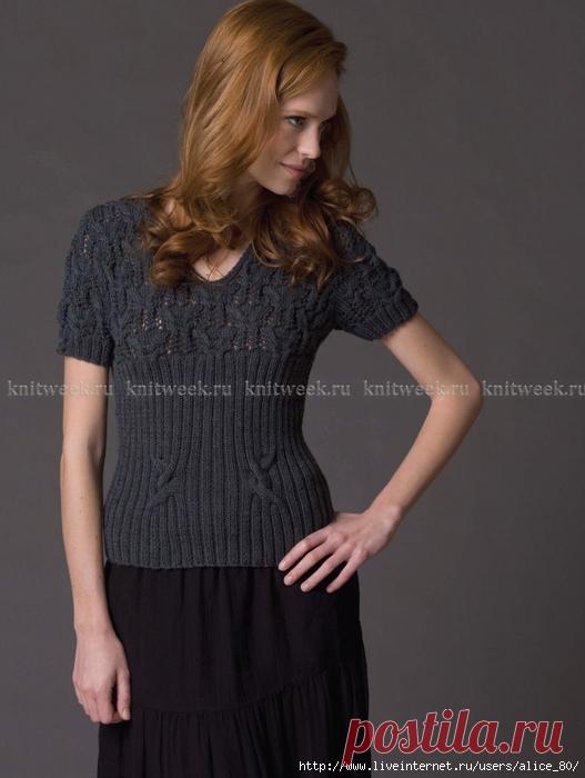 Приталенный топ MANTOVA (с кружевной кокеткой) от дизайнера Irina Poludnenko. Спицами. / Обсуждение на LiveInternet - Российский Сервис Онлайн-Дневников