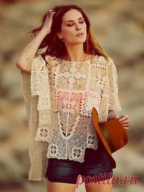 Outstanding Crochet: Bad Romance machine-made Crochet-like Lace Pullover from Free People.