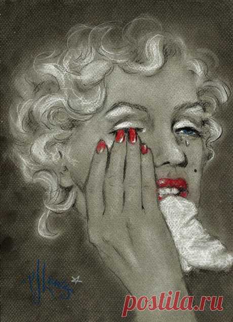 Marilyn's tears by PJ Lewis Marilyn's tears Drawing by PJ Lewis