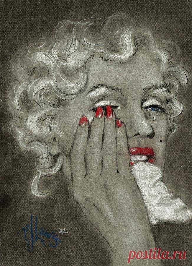 Marilyn's tears by PJ Lewis Marilyn's tears Drawing by PJ Lewis