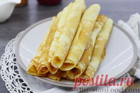 Рецепт: Блины на простокваше на RussianFood.com
