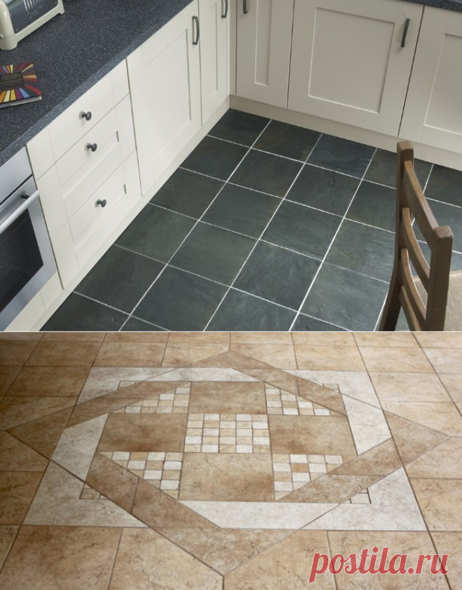 Керамическая плитка для пола кухни: укладка напольного керамогранита