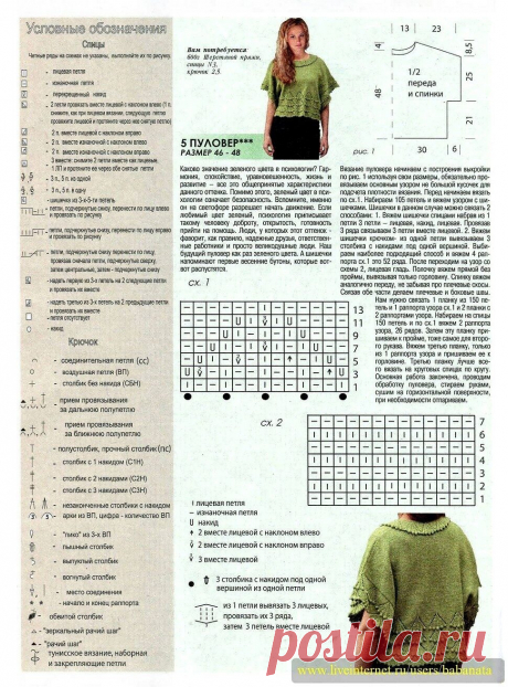 Интересный пуловер спицами