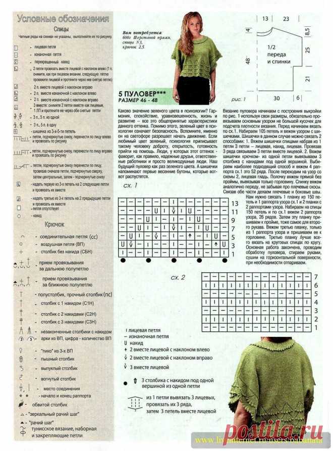 Интересный пуловер спицами