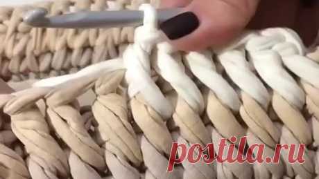 Вяжем крючком корзинку из трикотажной пряжи