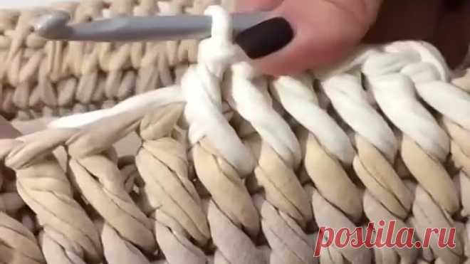 Вяжем крючком корзинку из трикотажной пряжи