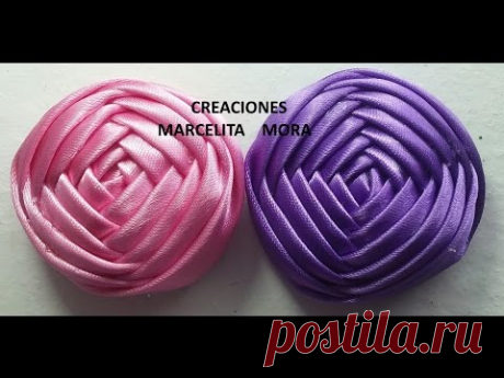 Boton Flor en Liston  (4lados)DIY-How to make Flower a Ribbon Rose Tutorial