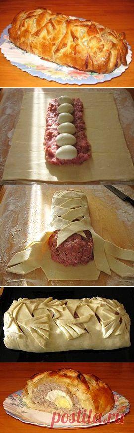 МЯСНОЙ РУЛЕТ В ТЕСТЕ   **Слоёное тесто 450г. //Овкусе.ру
