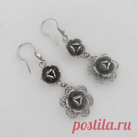 Серебряные серьги. Филигрань.