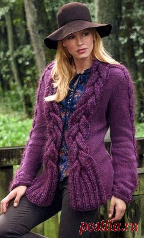 Фиолетовый жакет с косой | Шкатулочка для рукодельниц