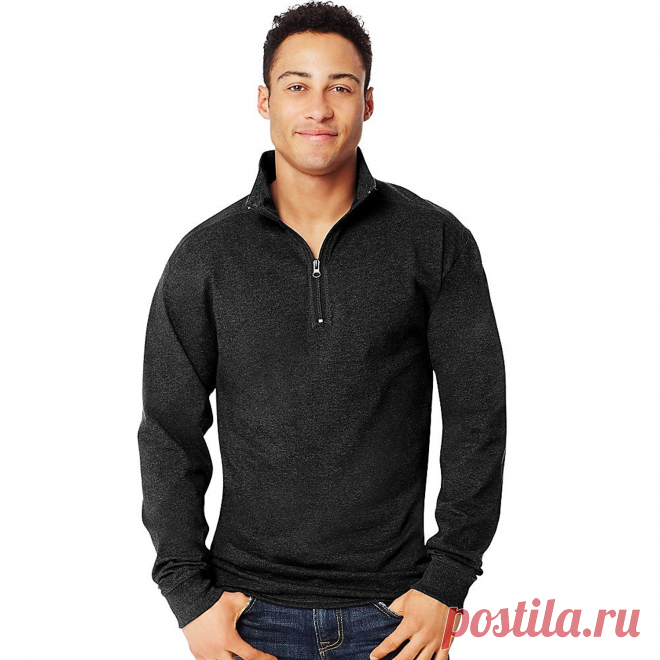 Hanes Men`s X-Temp 1/4 Zip Long-Sleeve T-Shirt, O5944, L, Ebony | Amazon.com