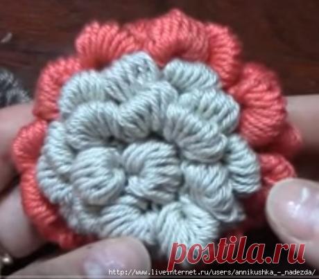 Объёмная роза для ирландского вязания