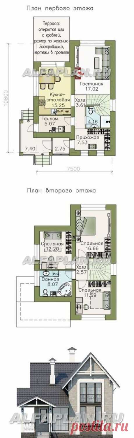 &quot;Кадет&quot; - компактный коттедж с отличной планировкой (520A), Alfaplan.ru