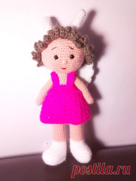 Вязаная девочка-ангел 25 см. Ручная работа